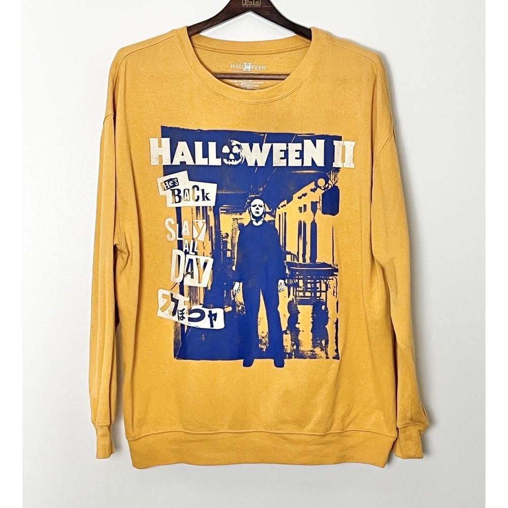 Halloween Movie Sweatshirt Men's XL Yellow‎ Graphic Michael Myers Spooky